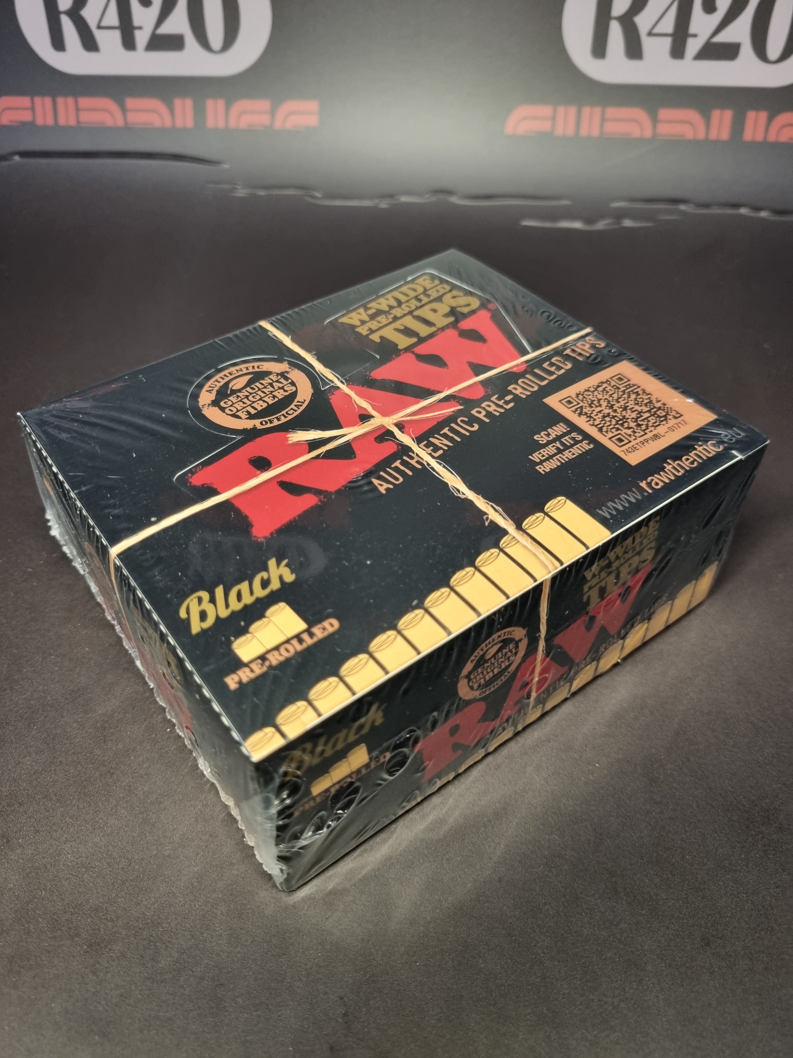 RAW Black Pre-Rolled WIDE Tips - Slide Pack