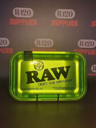 RAW Emerald Green Metal Rolling Tray- 20th Anniversary - Small