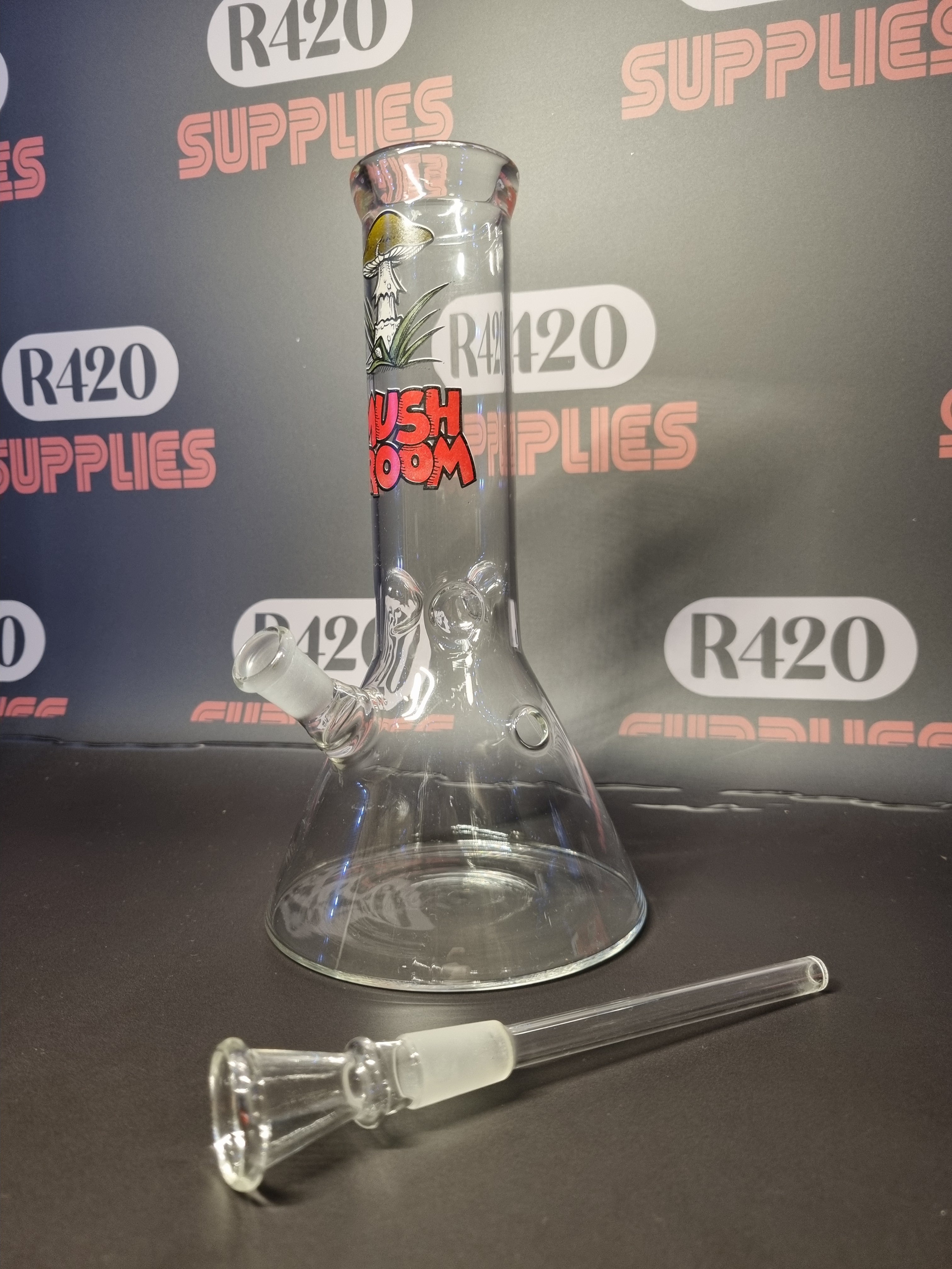 Glass Bong - Mushroom Design - 23cm