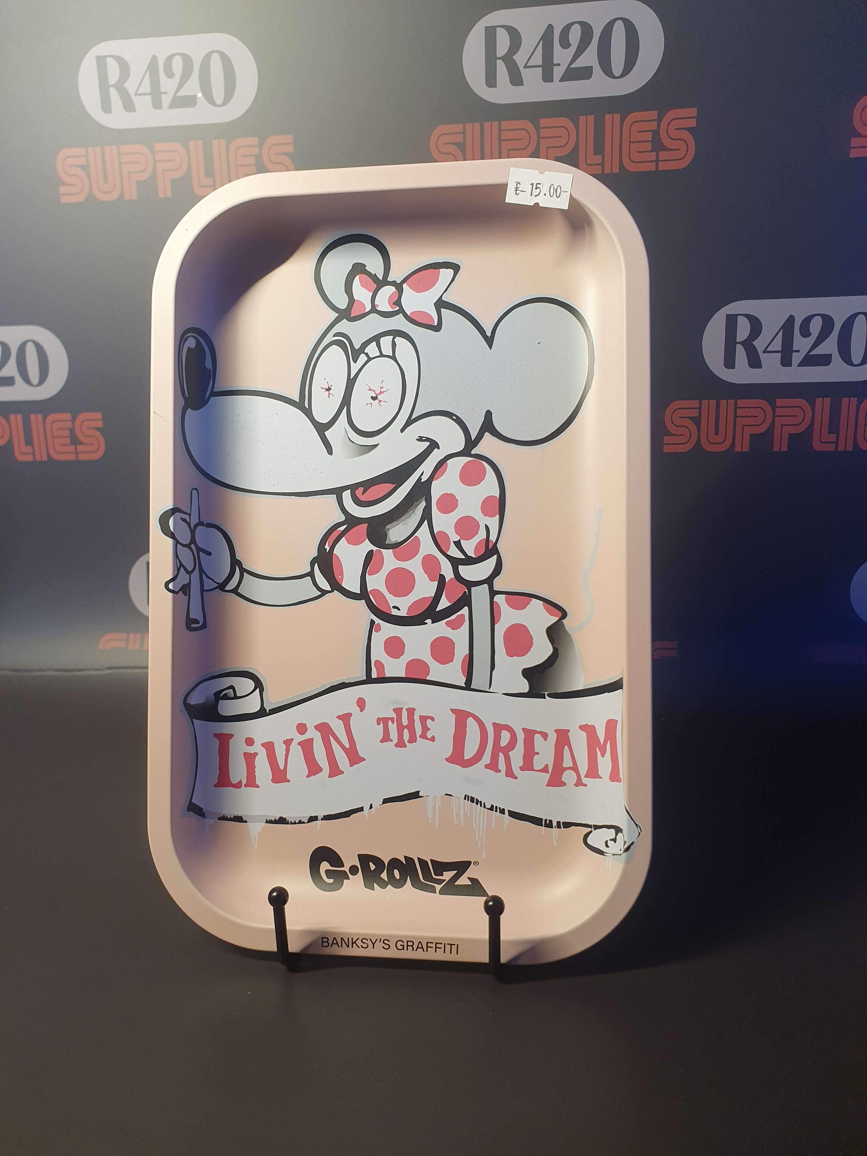 Banksy "Livin' the Dream" Pink Rolling Tray - Small