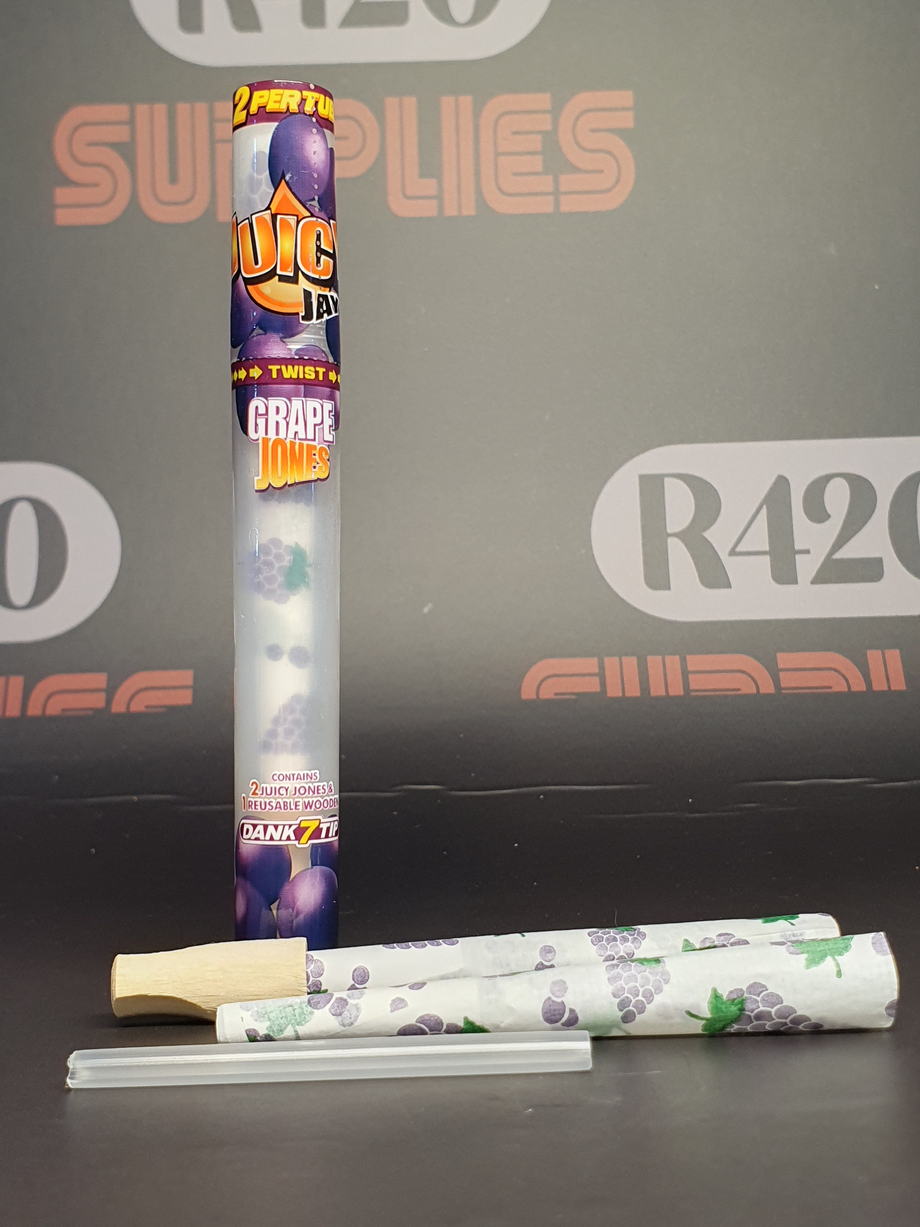 Juicy Jay's Flavoured Cones - 2 Cones & 1 Reusable Wooden Tip - Grape