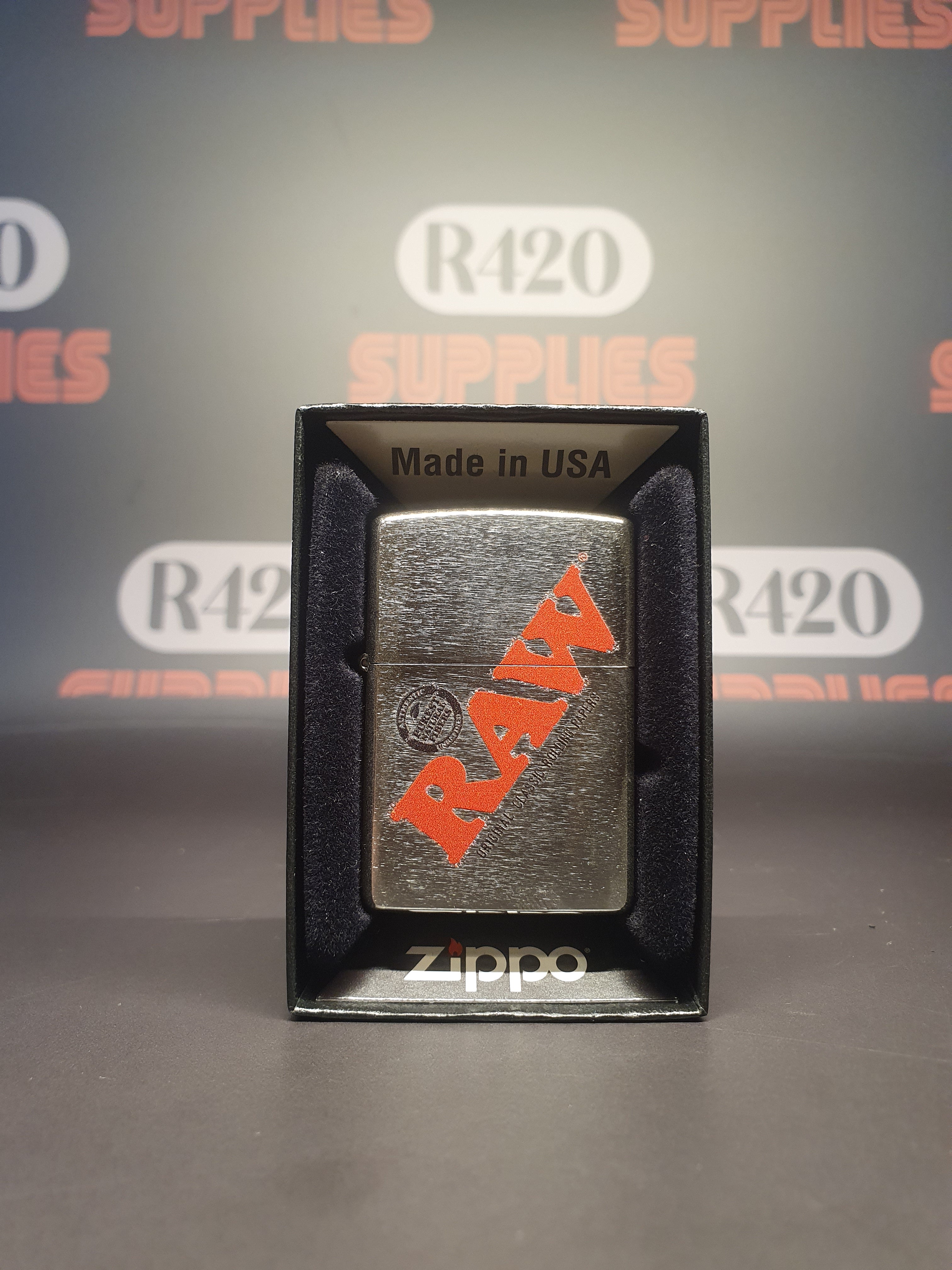 RAW Zippo Lighter - Silver with Logo