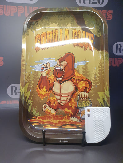 Best Buds – Gorilla Glue - Small Metal Rolling Tray + Magnetic Grinder Card