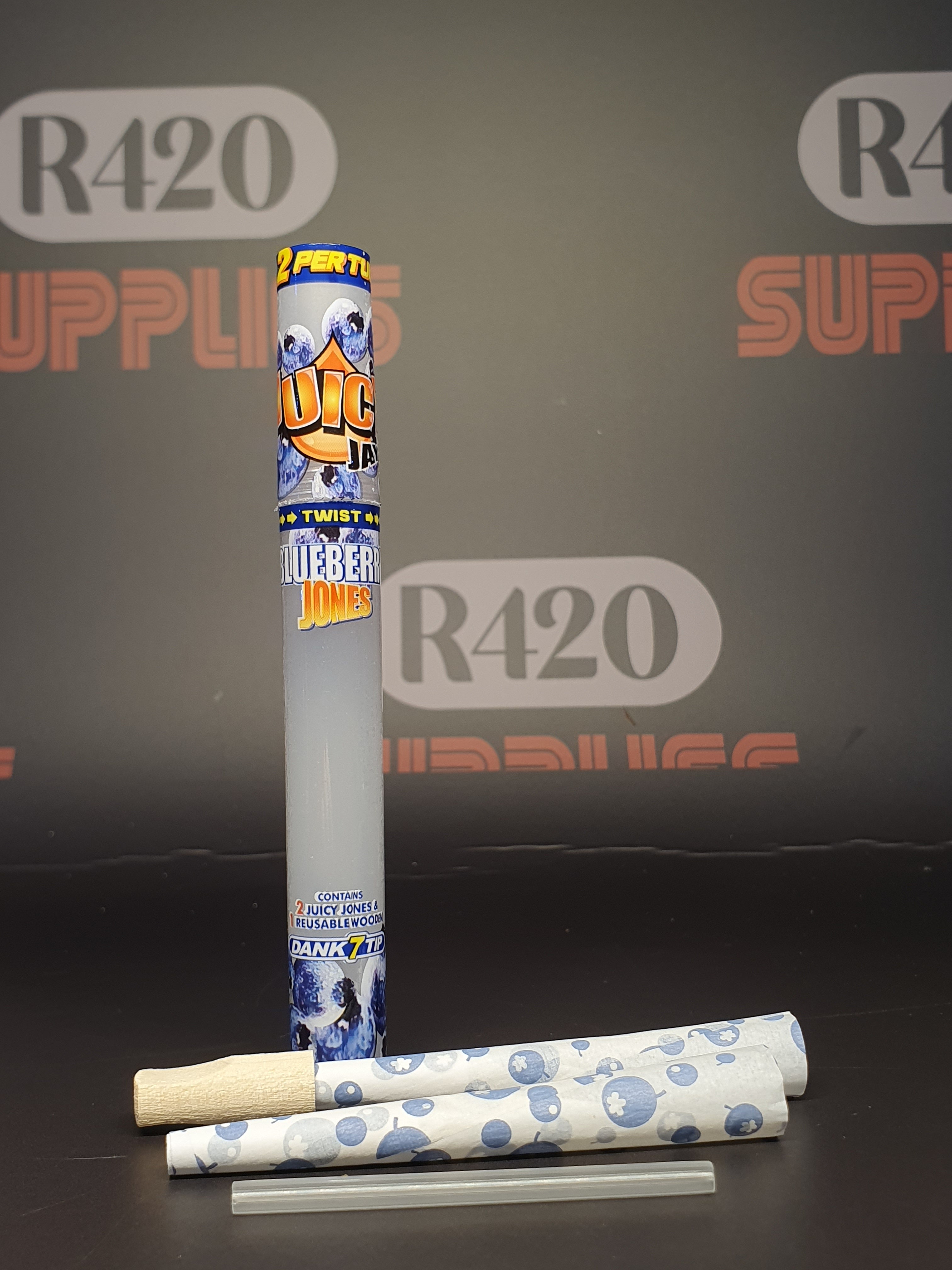 Juicy Jay's Flavoured Cones - 2 Cones & 1 Reusable Wooden Tip - Blueberry