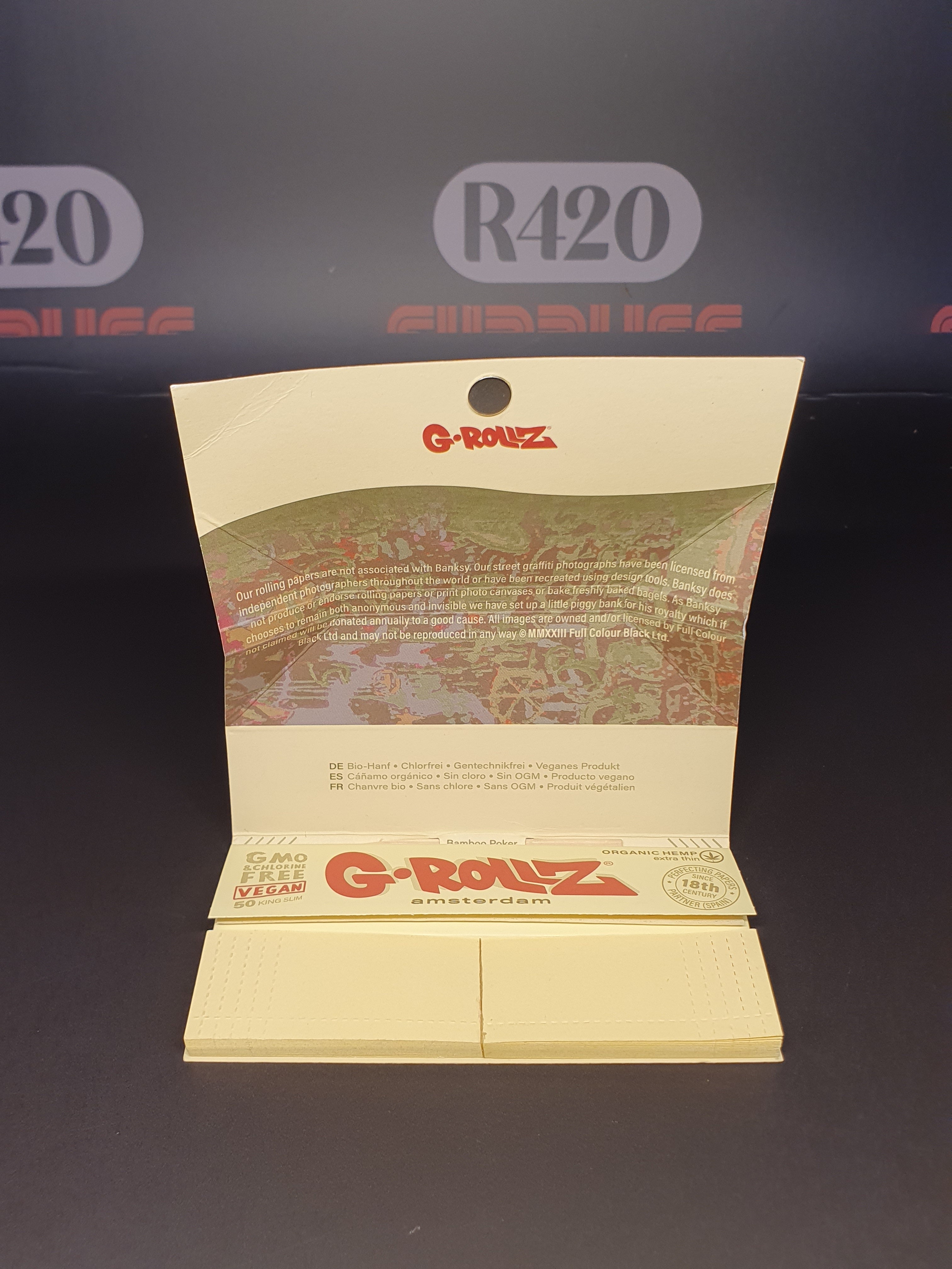 G-Rollz Banksy Graffiti Kingsize Slim, Tips, Poker & Tray - Flower Thrower