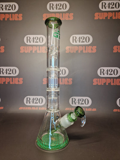 Grace Glass - Triple Tree Beaker Bong - Green - H: 35cm