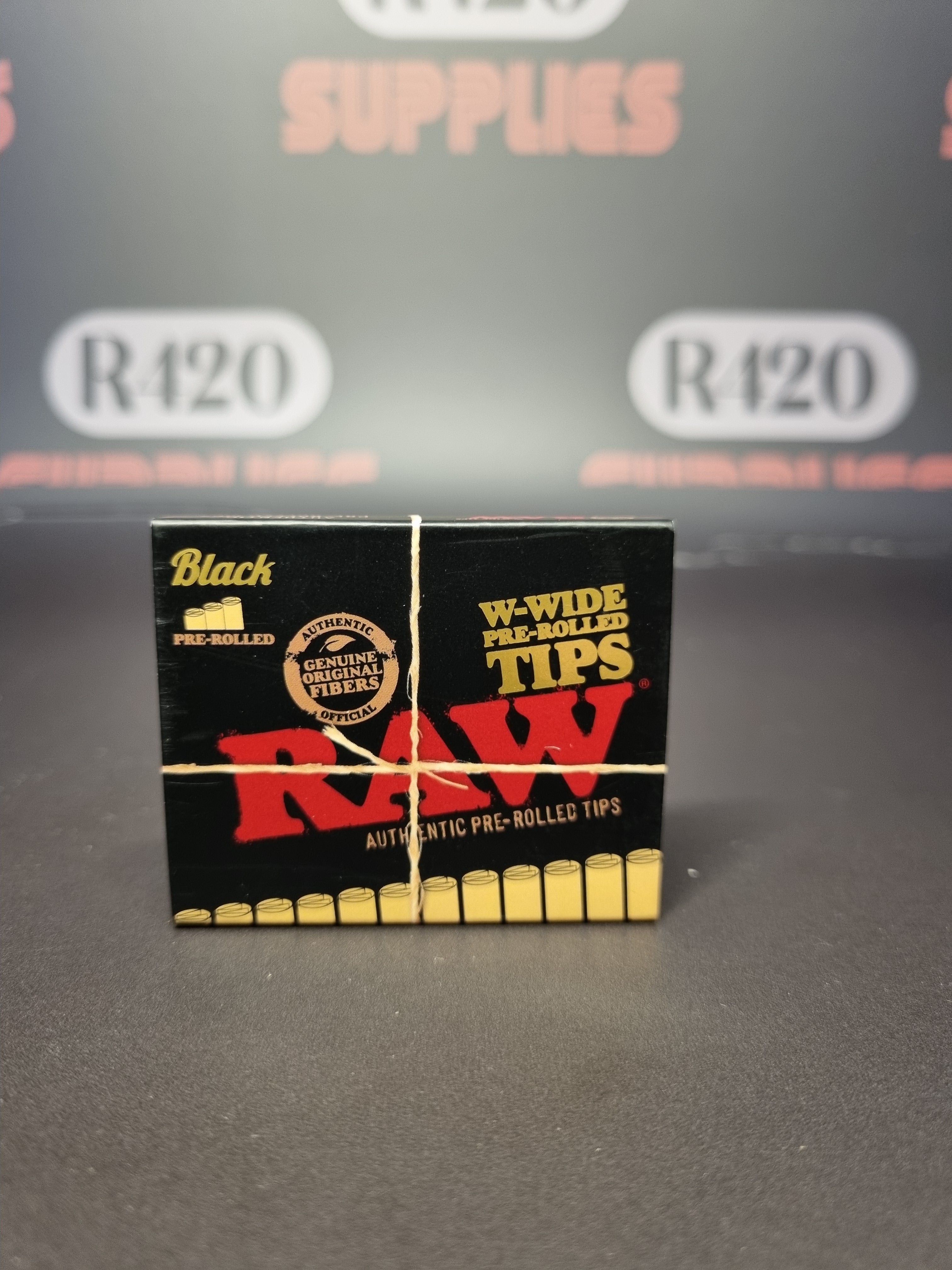 RAW Black Pre-Rolled WIDE Tips - Slide Pack