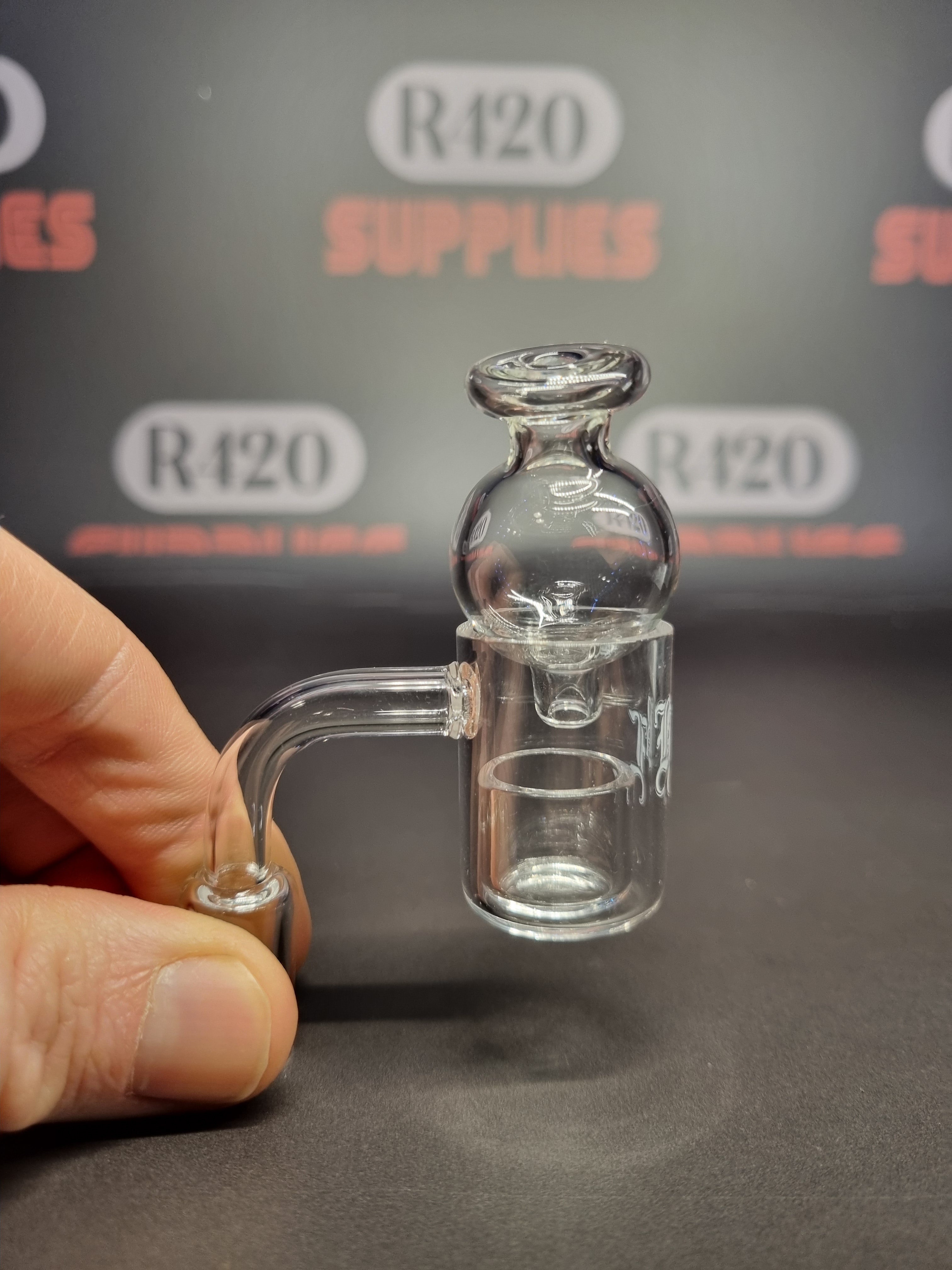 Quartz Banger - 14mm / 90° Male Fitting - Carb Cap & Dish