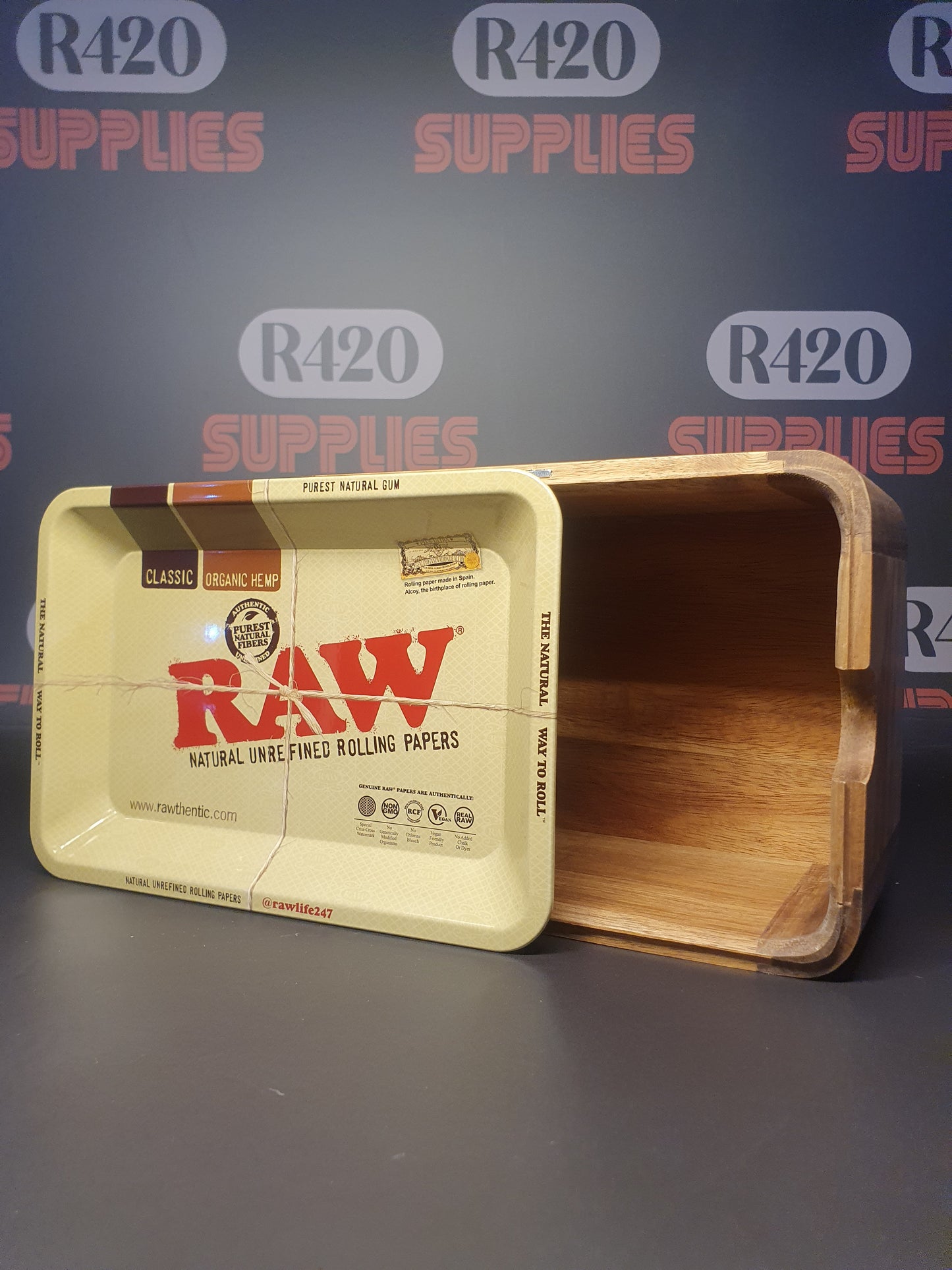 RAW Wooden Stash Box with Tray Lid - Mini