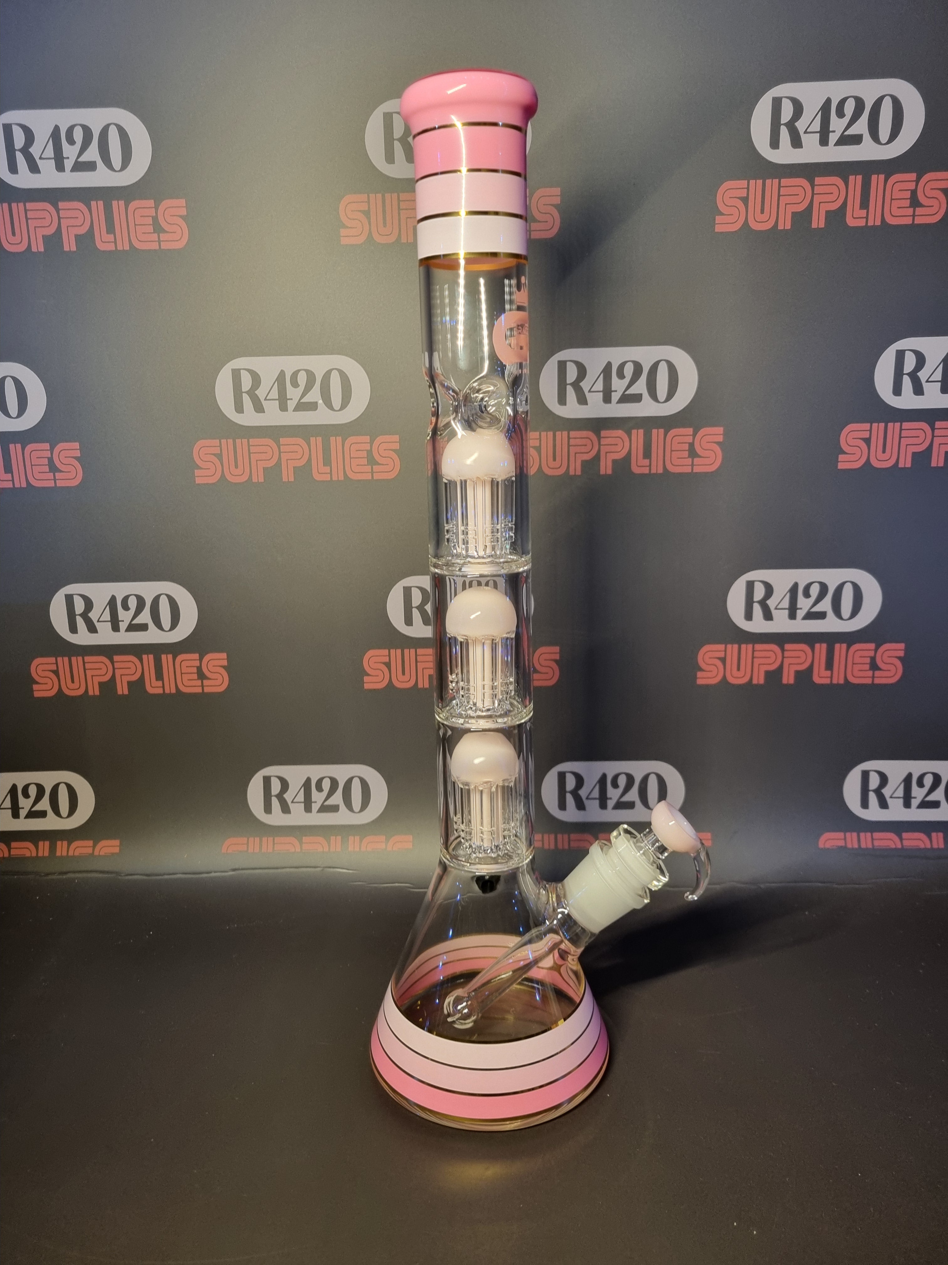 Grace Glass - Golden Line Beaker Bong - Pink- H: 48cm