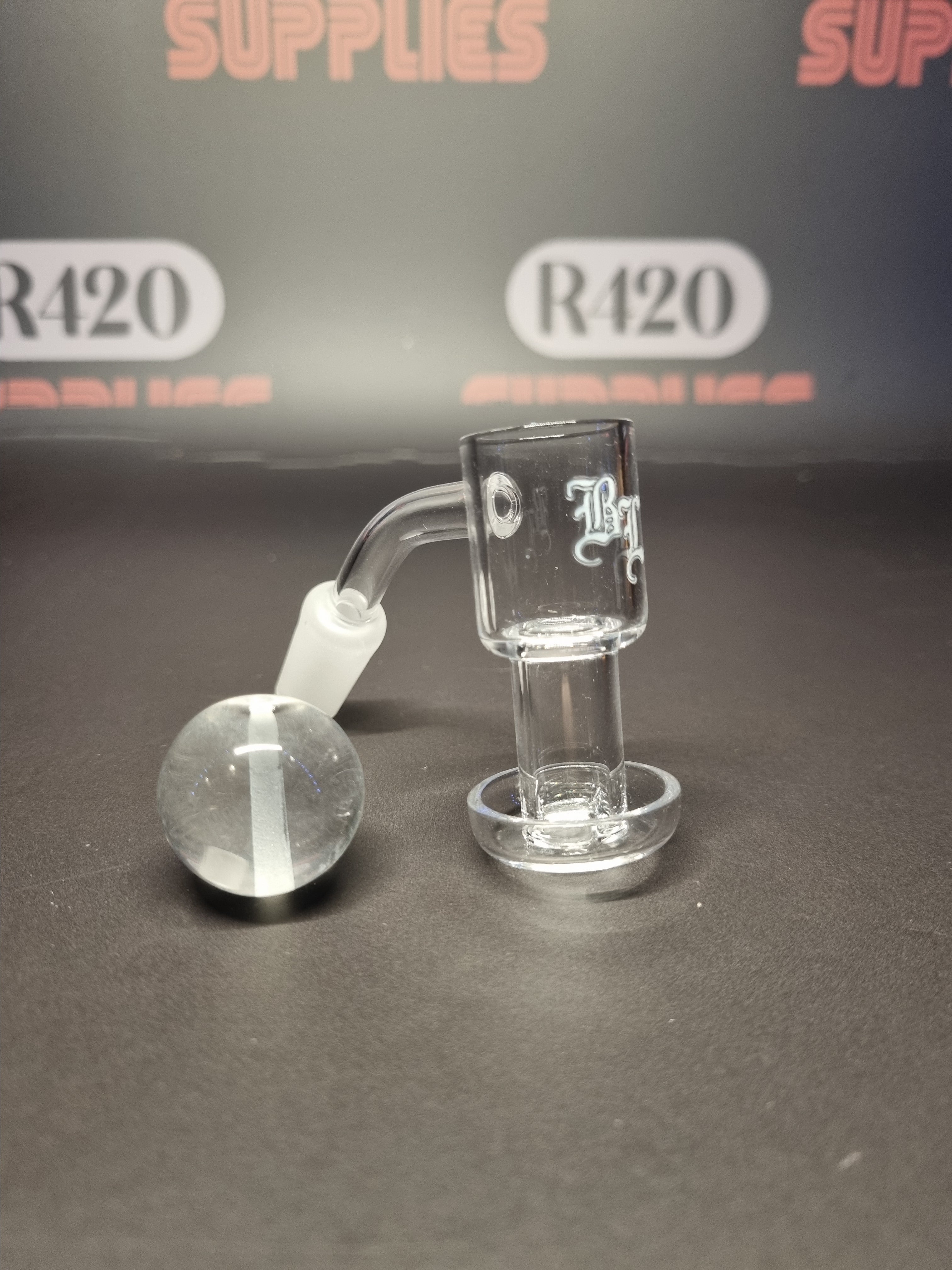 Quartz Slurper Banger - 14mm / 45° Male Fitting & Top Marble