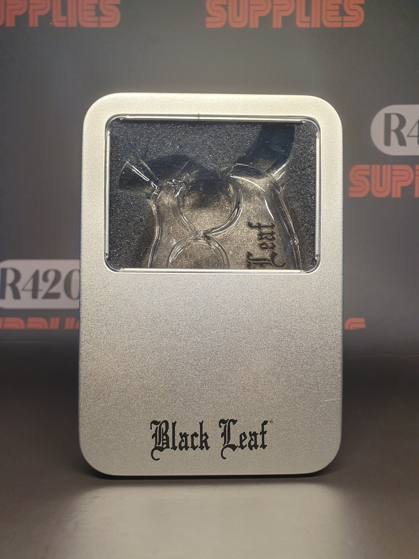 Black Leaf - Knuckle Duster Pipe / Joint Holder - Clear Glass