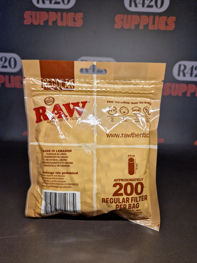 RAW Regular Cotton Filters - 8x15mm - 200 Pack
