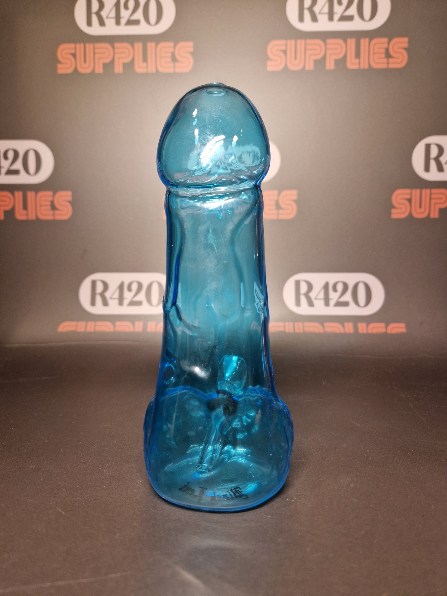 Glass Penis Shaped Bong - 17cm - Blue