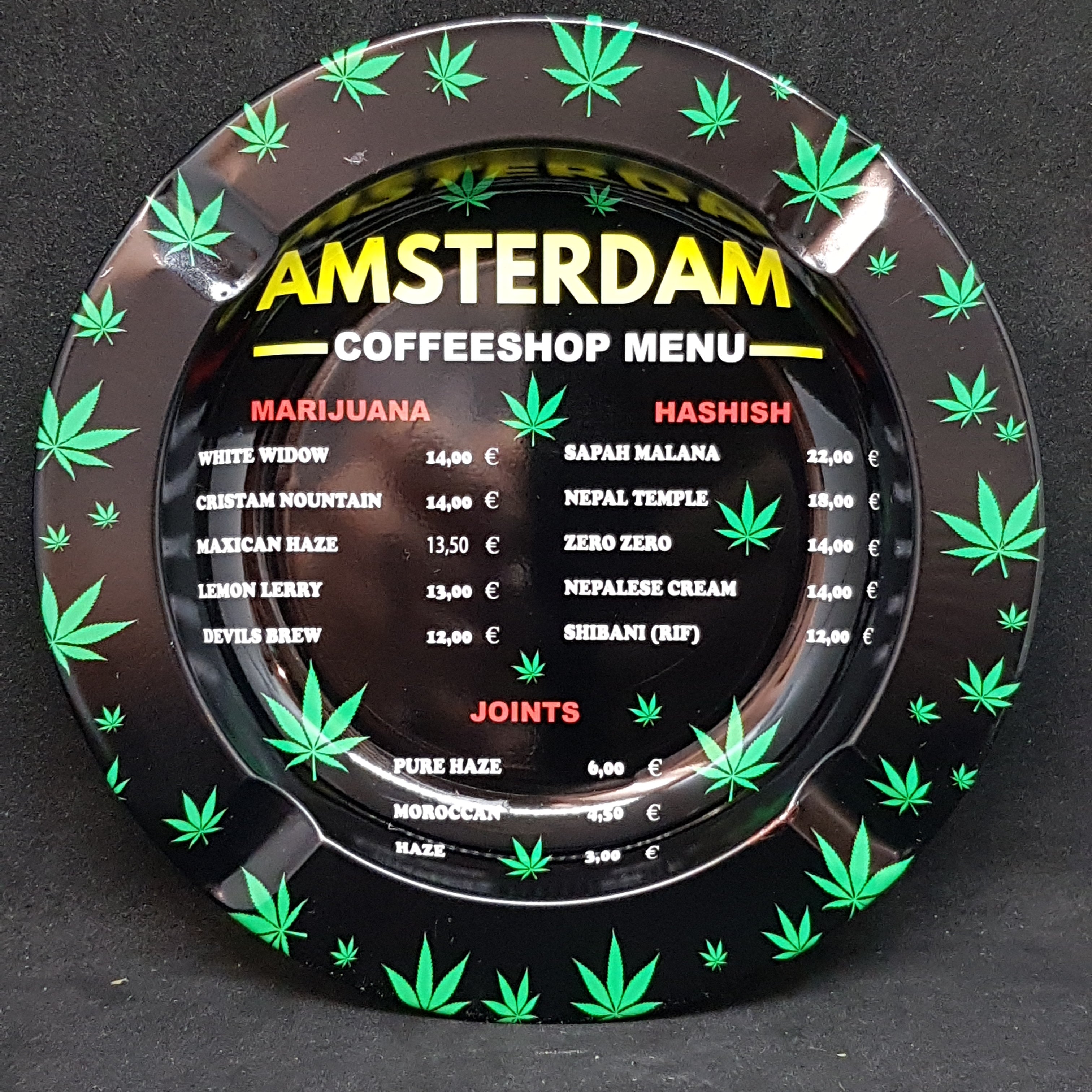 Amsterdam Coffeeshop Menu - Metal Ashtray