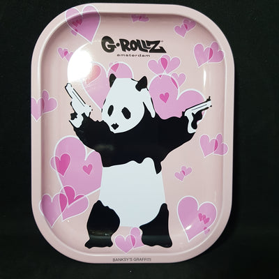 Banksy "Panda Gunnin" Pink Rolling Tray - Small