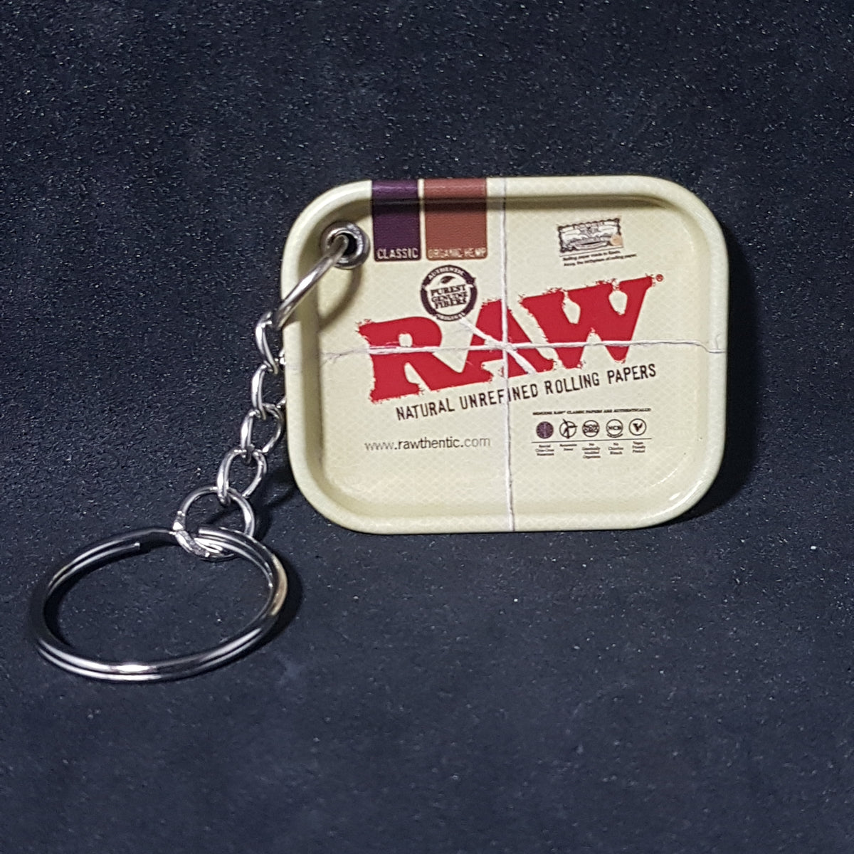 RAW Mini Rolling Tray Metal Keyring R420 Supplies