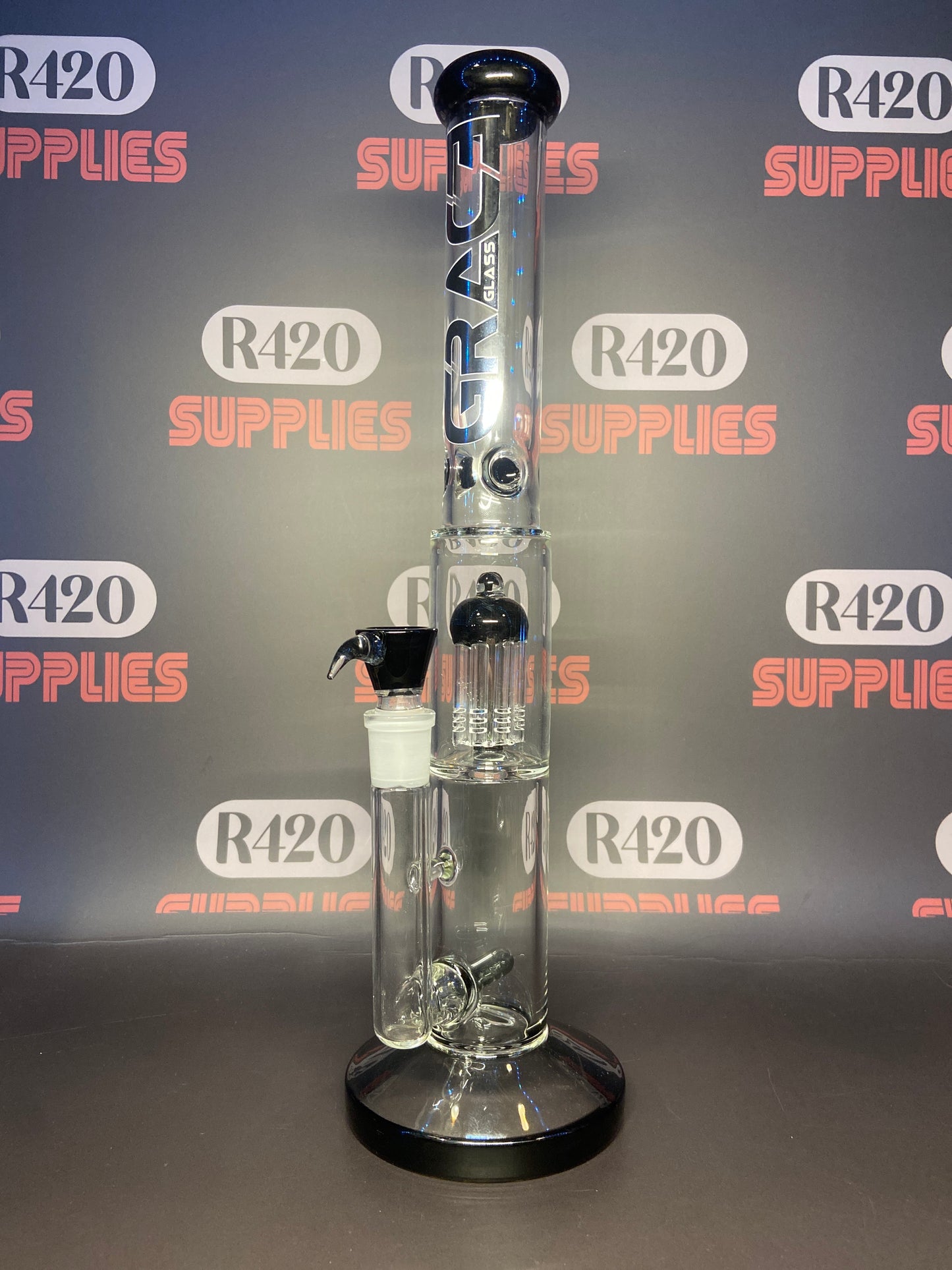 Grace Glass - Black Barrel Bong H:42cm - 5mm Thick