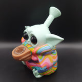Baby Yoda Shaped Silicone Bong - 135mm - Multi-Colour Robe