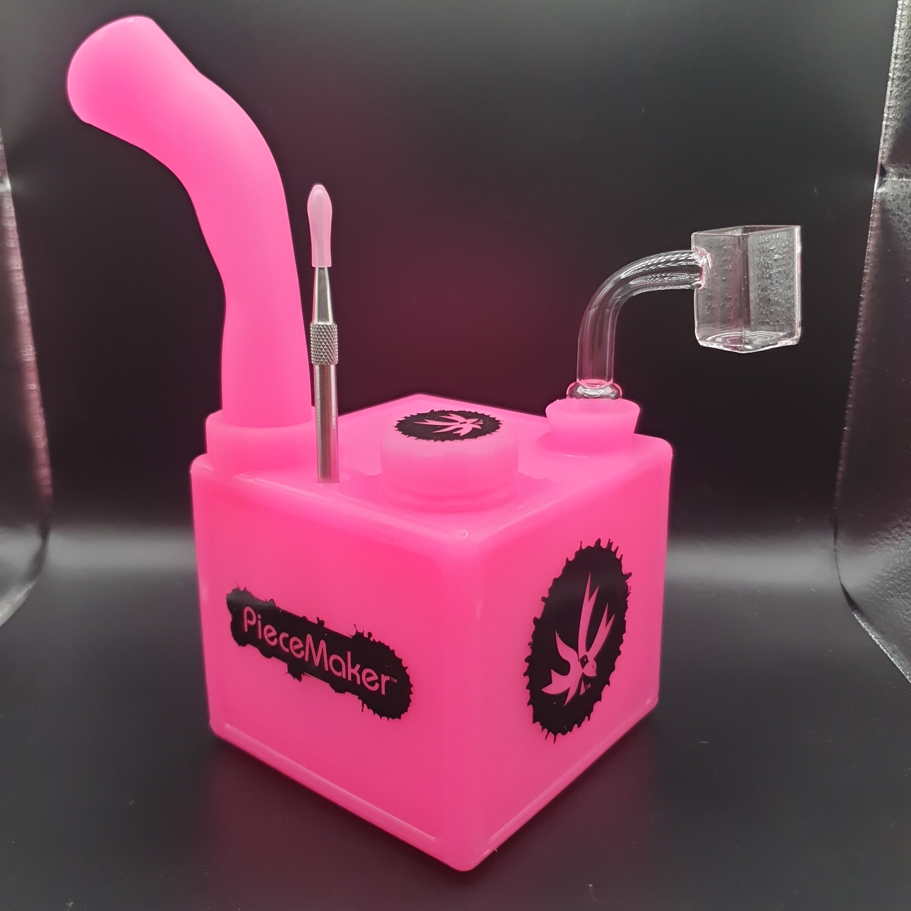 PieceMaker "Kube" Miss Pinky Glow Silicone Dab Rig / Bong - 19cm (Ø23mm)