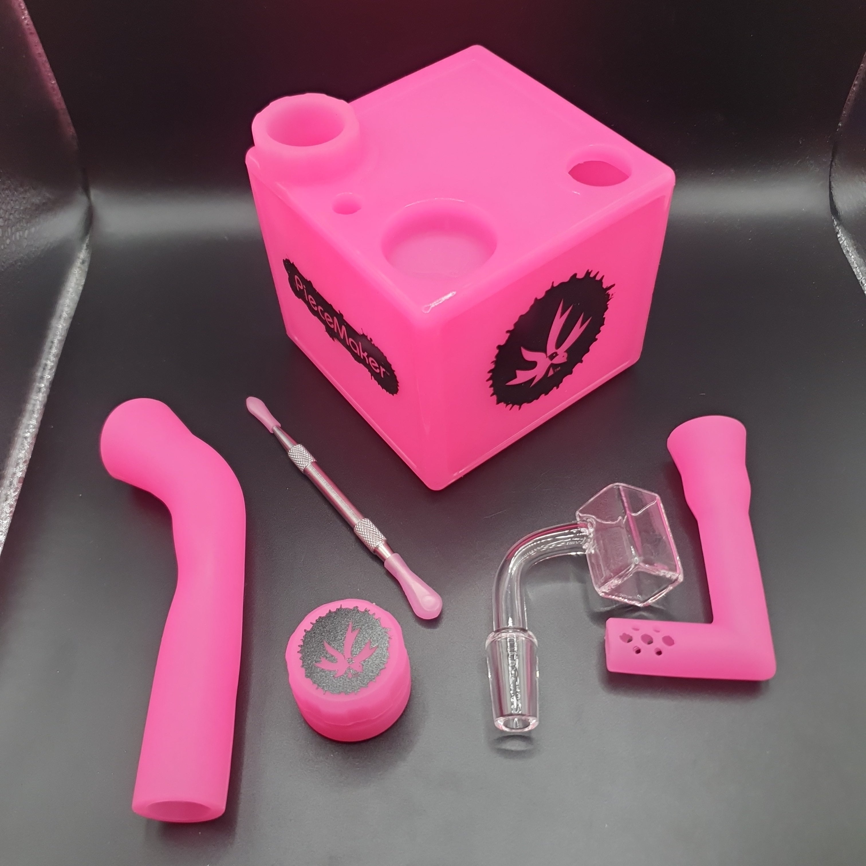 PieceMaker "Kube" Miss Pinky Glow Silicone Dab Rig / Bong - 19cm (Ø23mm)
