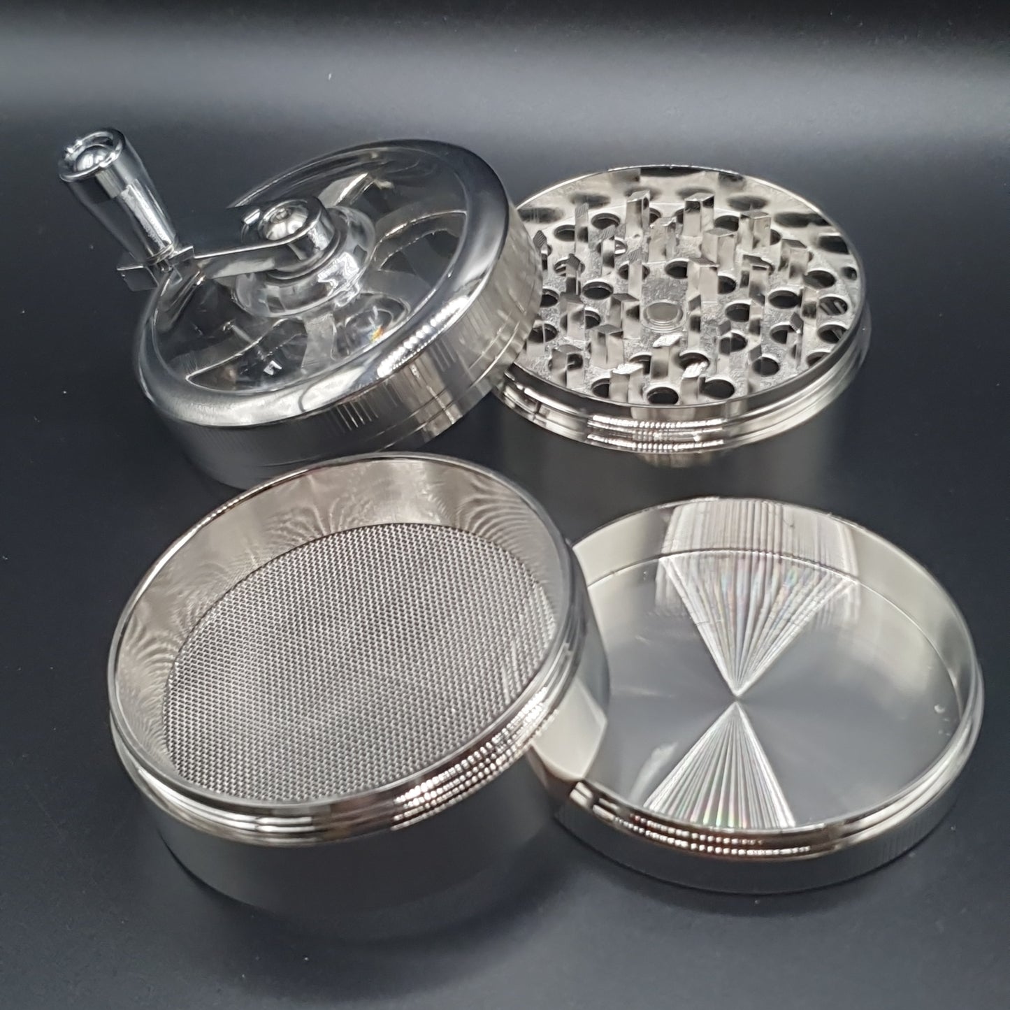 Metal Grinder with Hand Crank - 60mm - 4 Part