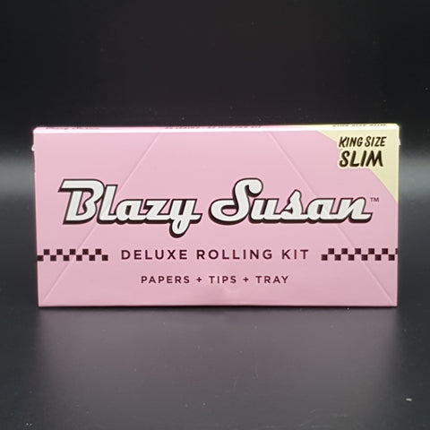 Blazy Susan Pink Rolling Papers - Kingsize Slim with Tips & Rolling Tray