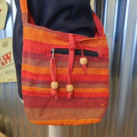 Handmade Shoulder Bag from India - Red Stipes
