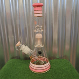 Grace Glass - Golden Line Beaker Series Pink Bong - H: 32cm