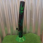 Large Plastic Bong - 42cm - Green Leaves