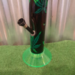 Large Plastic Bong - 42cm - Green Leaves