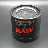 Hammercraft x RAW Aluminium  Grinder - 4 Piece  - Medium 55mm - Black