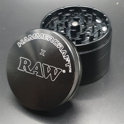 Hammercraft x RAW Aluminium  Grinder - 4 Piece  - Large 61mm - Black