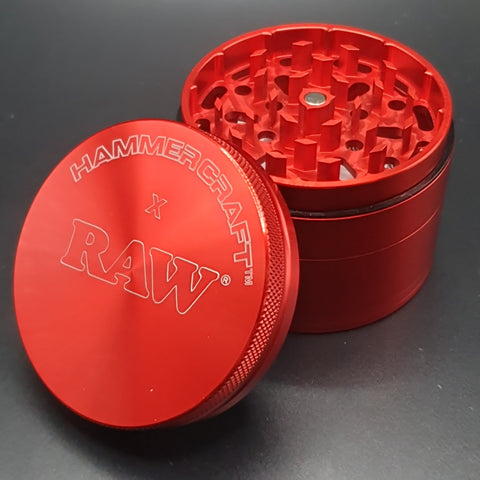 Hammercraft x RAW Aluminium  Grinder - 4 Piece  - Large 61mm - Red