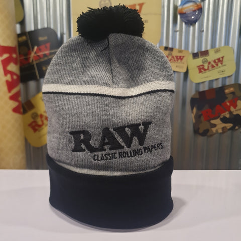 RAW X Rolling Papers Winter Knit Hat - Black & Grey