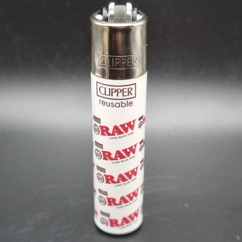 Clipper Lighter - White with Red RAW Logos
