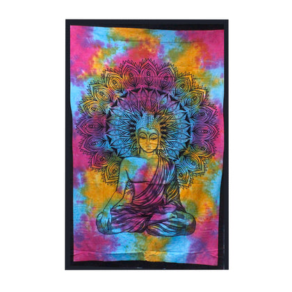 Cotton Bedspread / Wall Hanging - Peaceful Buddha - Single
