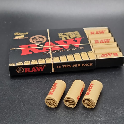 RAW Black Pre-Rolled WIDE Tips - Slide Pack