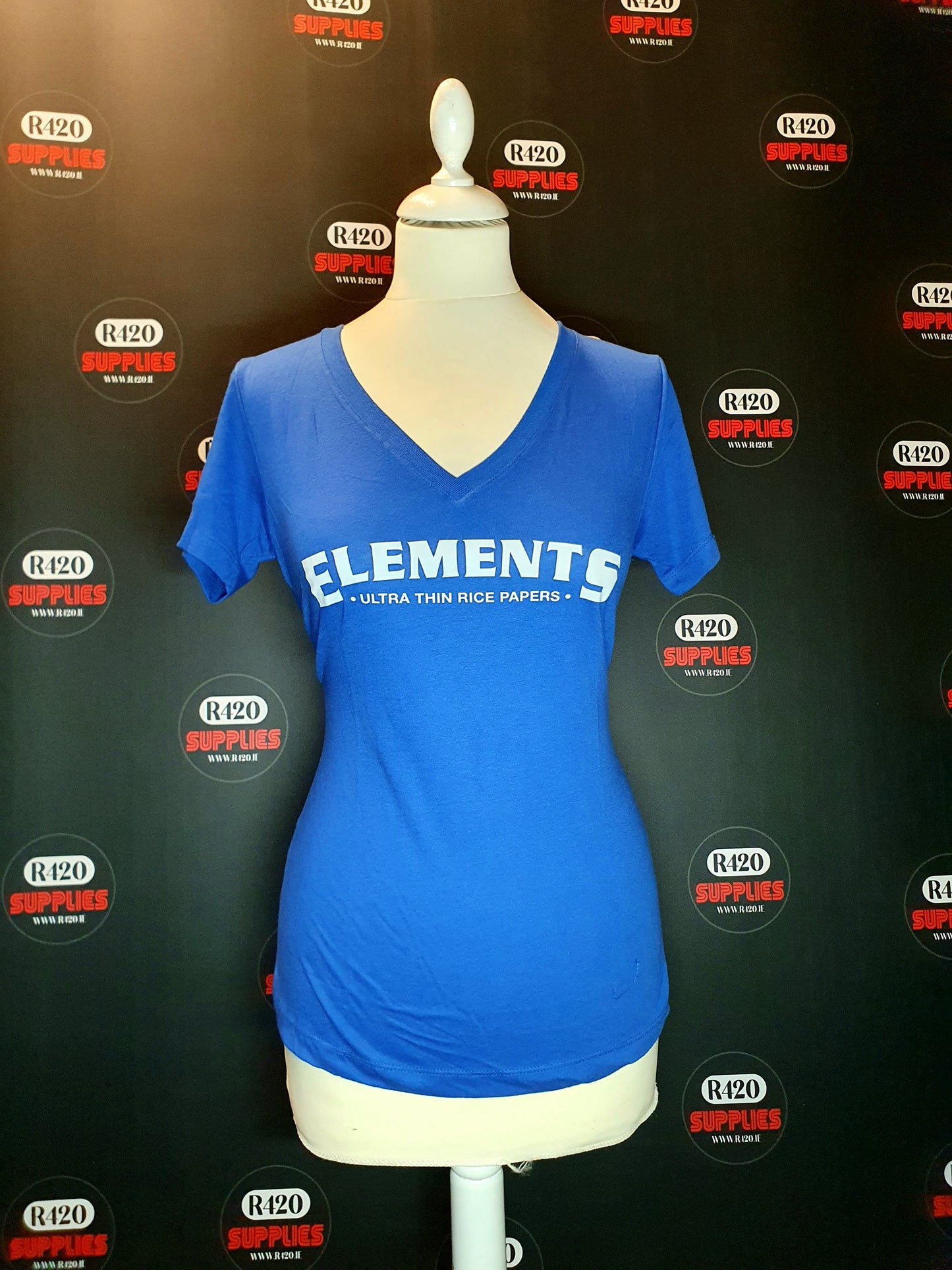 Elements Ladies Blue V Neck T-shirt with Front Logo