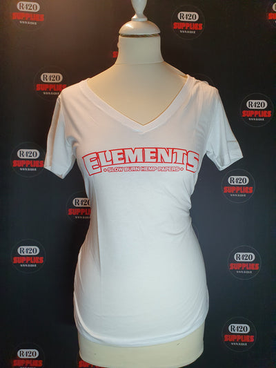 Elements Ladies V Neck T-shirt with Front Logo - Red