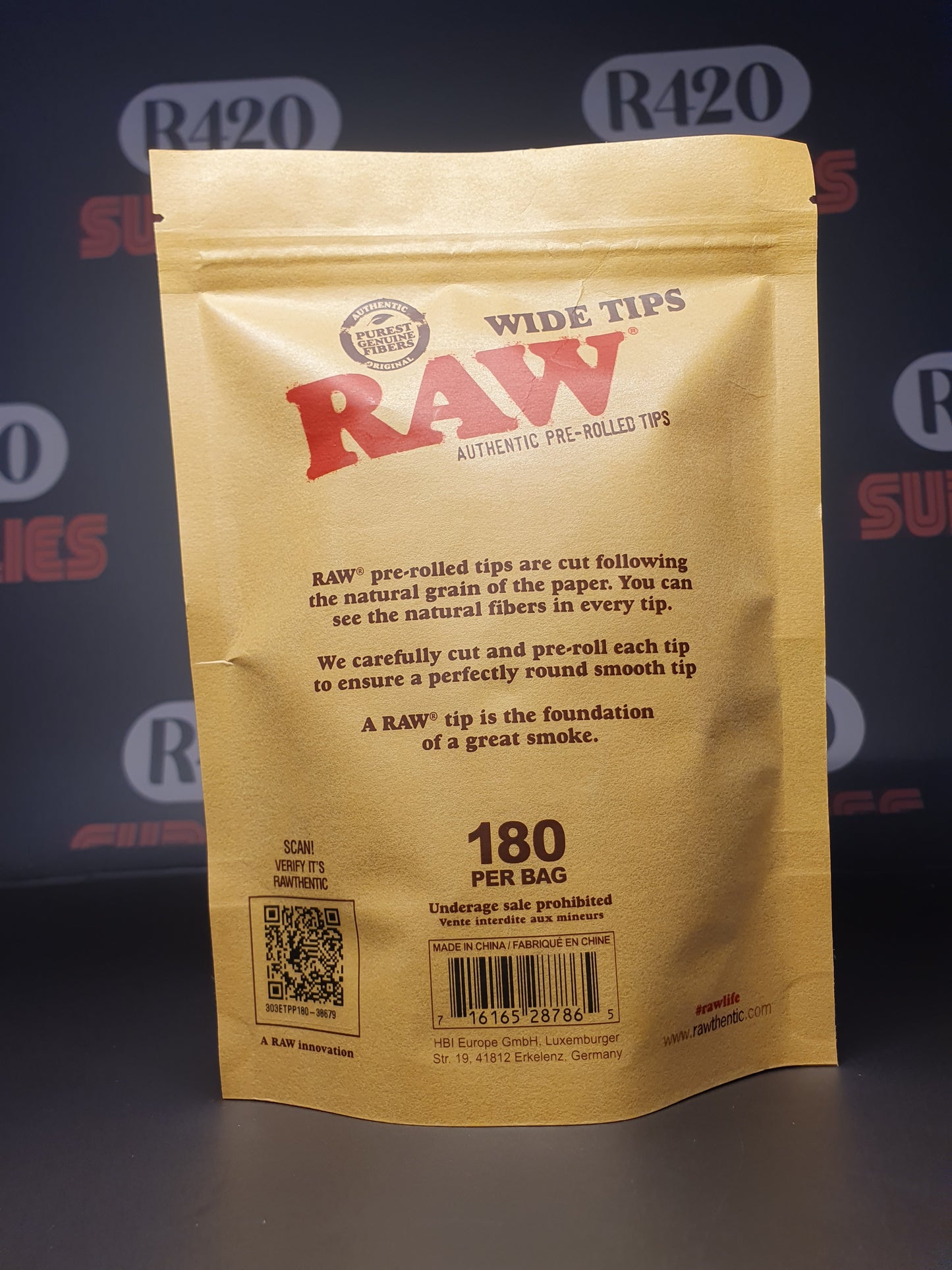 RAW Pre-Rolled WIDE Tips - Refill Bag