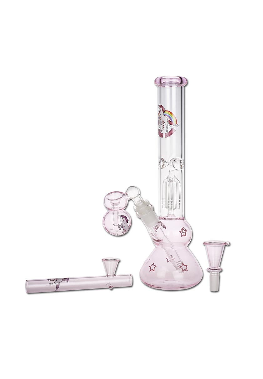 Black Leaf Pink Unicorn -Boxed Bong Giftset- H: 300mm