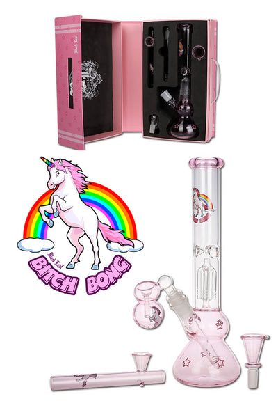Black Leaf Pink Unicorn -Boxed Bong Giftset- H: 300mm