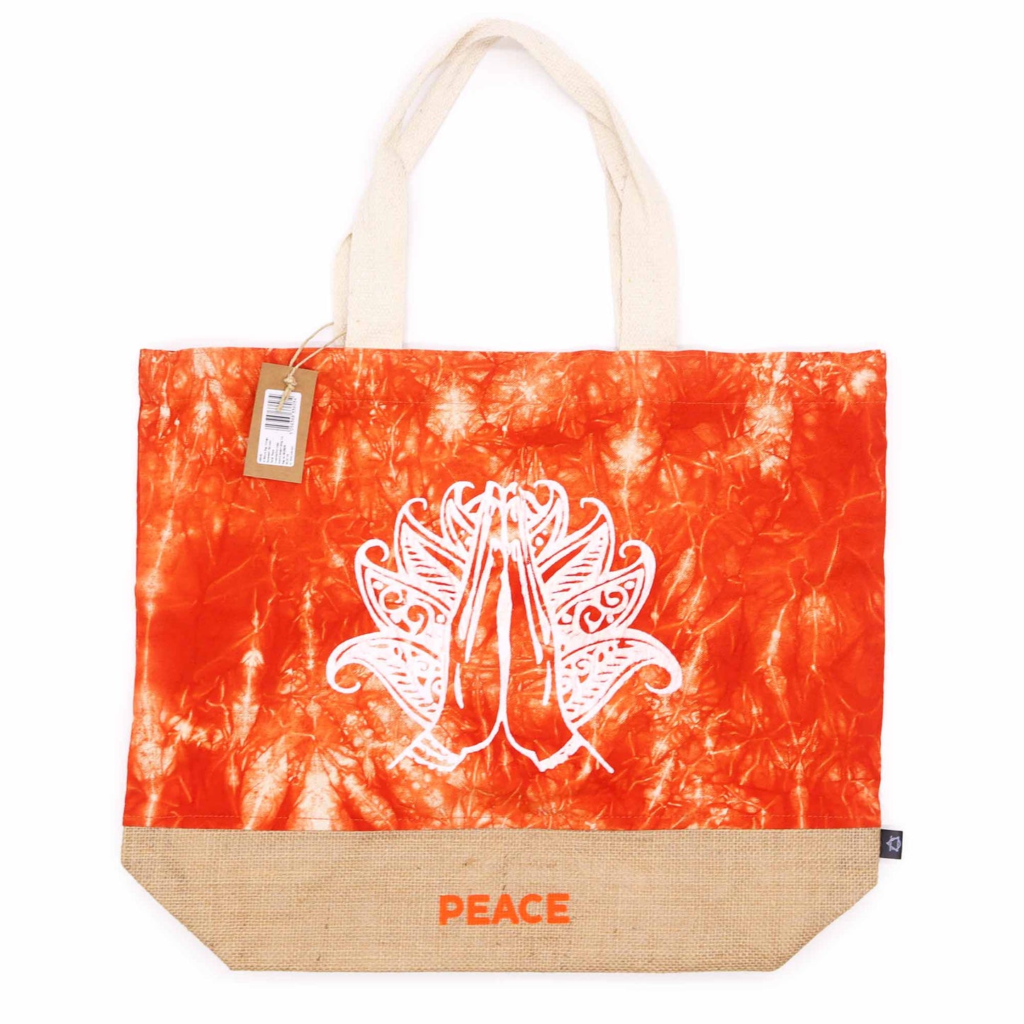 Oranje Stonewash - Volledig Natuurlijke Tas - Namaste Hand (Vrede)