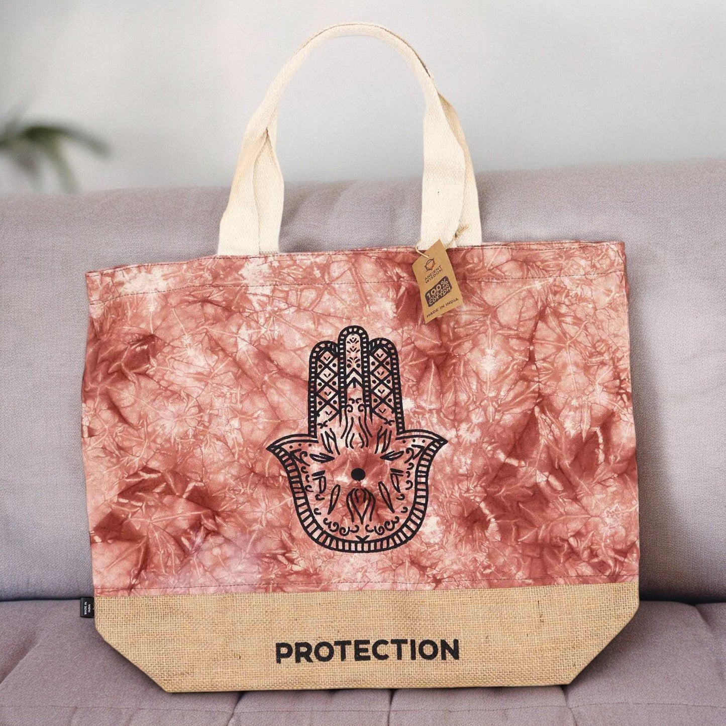 Terracotta Stonewash - Volledig Natuurlijke Tas - Hamsa (Bescherming)