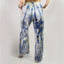 Handgeschilderde Nomad Sari Broek - Goud & Blauw Grieks Ontwerp (M/L)