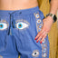 Handpainted Nomad Sari Pants - Blue & Gold Evil Eye Design (M/L)