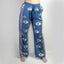 Handpainted Nomad Sari Pants - Blue & Gold Evil Eye Design (M/L)