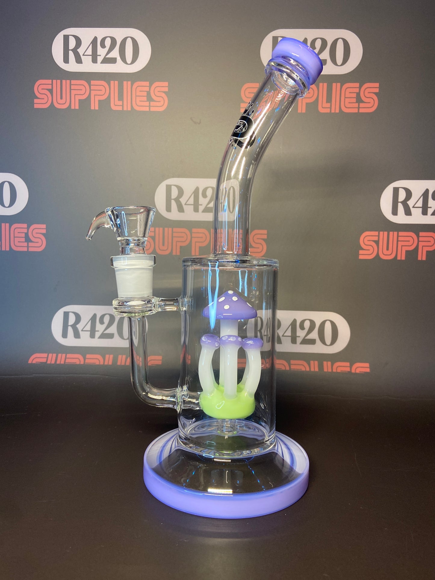 Grace Glass - Mushroom Percolator Bong - Purple - H: 36cm