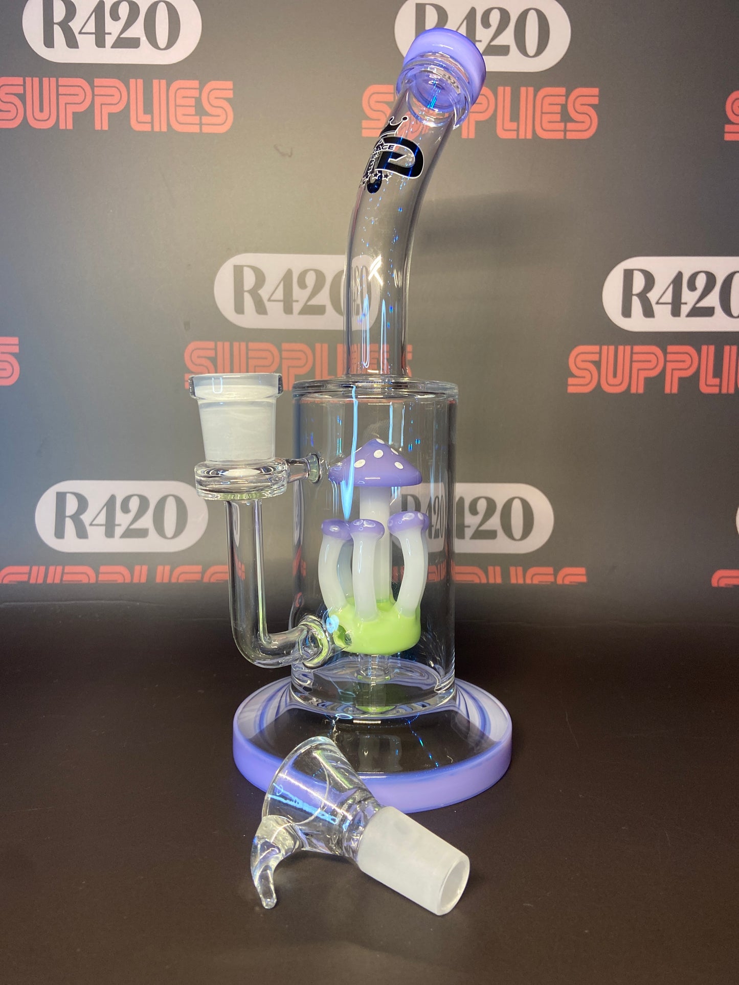 Grace Glass - Mushroom Percolator Bong - Purple - H: 36cm